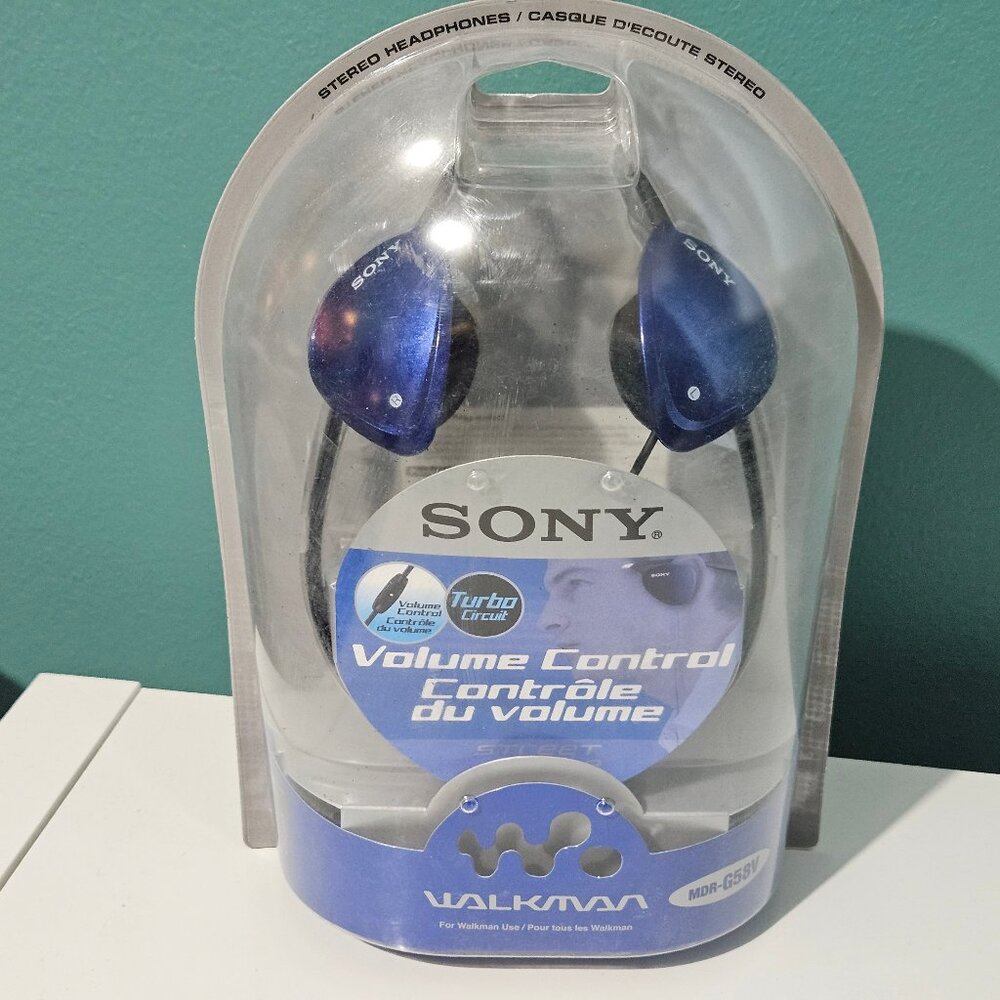 Sony Walkman MDR-G58V Behind Neck Neckband Headphones Blue Volume Control